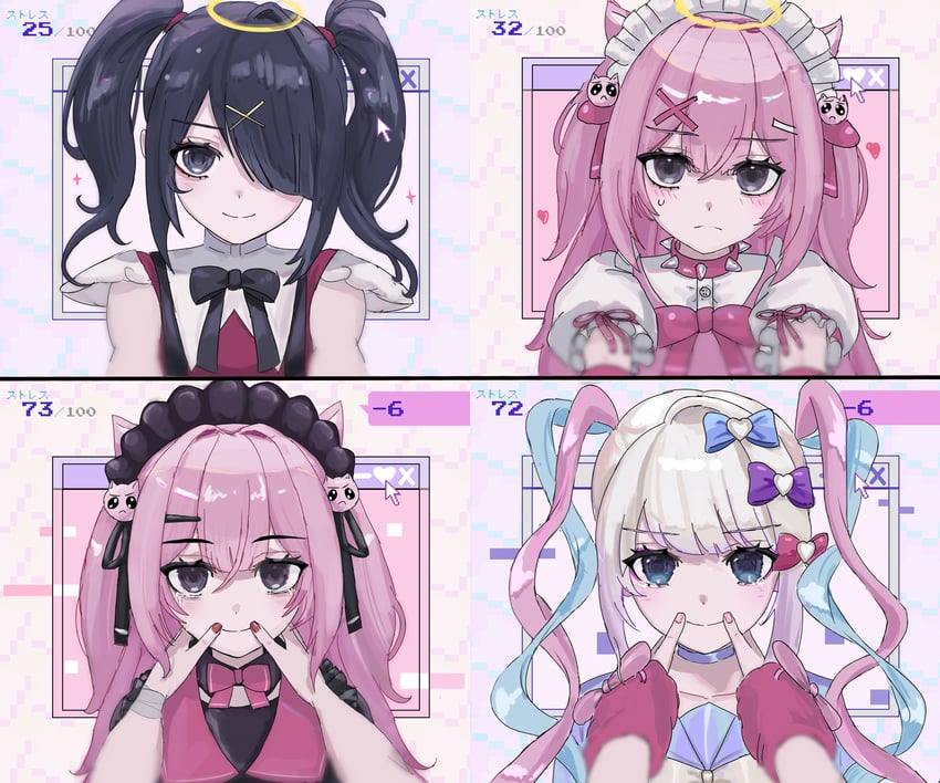 chouzetsusaikawa tenshi-chan, ame-chan, pien cat, and p-chan (needy girl overdose) drawn by yuriyalloween
