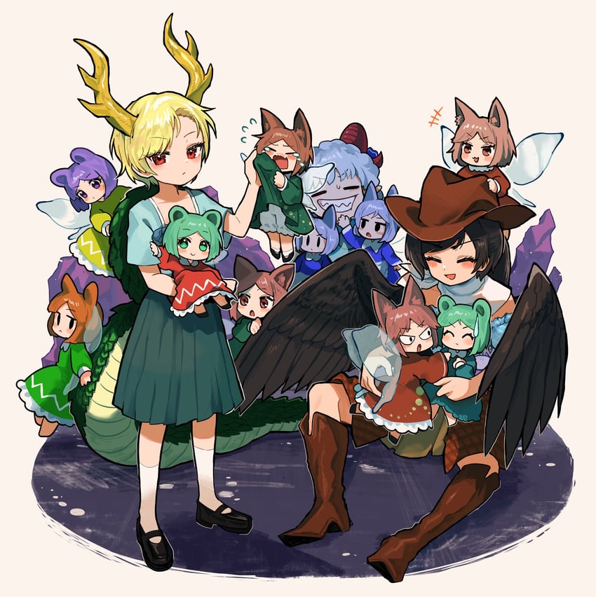 kicchou yachie, kurokoma saki, and toutetsu yuuma (touhou) drawn by howhow_notei