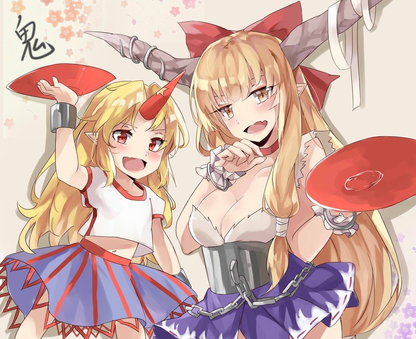 ibuki suika and hoshiguma yuugi (touhou) drawn by kani_nyan