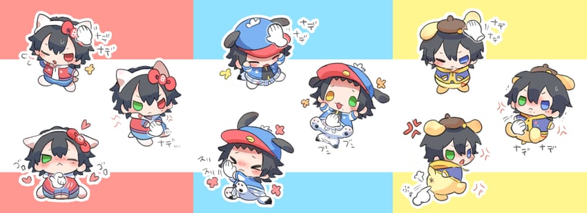 hello kitty, pompompurin, pochacco, yamada ichiro, yamada saburo, and 1 more (sanrio and 2 more) drawn by suke8364