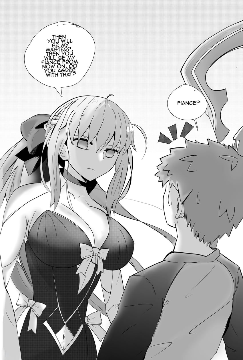 emiya shirou and morgan le fay (fate and 2 more) drawn by shokobr