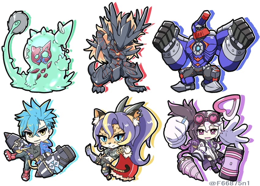 vanquish soul dr. mad love, vanquish soul pantera, vanquish soul razen, vanquish soul pluton hg, vanquish soul caesar valius, and 1 more (yu-gi-oh!) drawn by shoku_(nemurito)