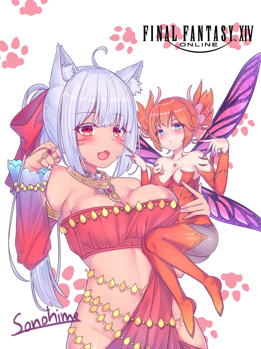 warrior of light, dancer, and feo ul (final fantasy and 1 more) drawn by jingji
