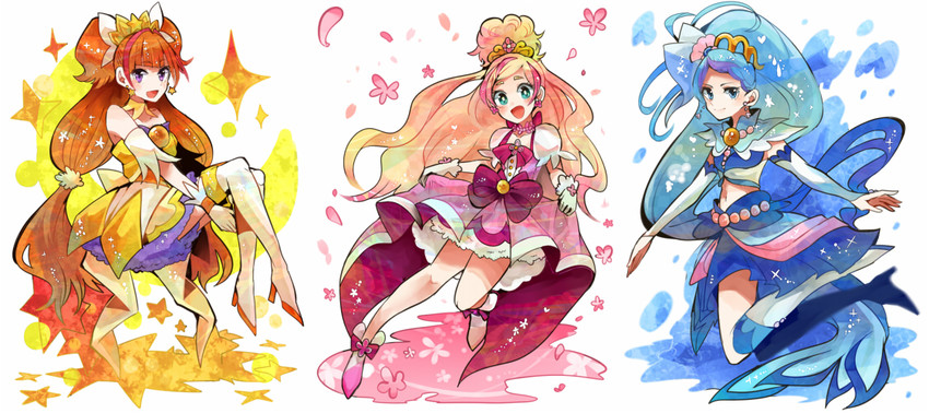 amanogawa kirara, haruno haruka, kaidou minami, cure twinkle, cure flora, and 1 more (precure and 1 more) drawn by itomugi-kun
