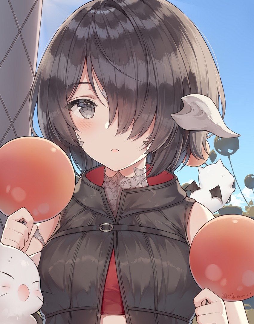 warrior of light and moogle (final fantasy and 1 more) drawn by ayuanlv