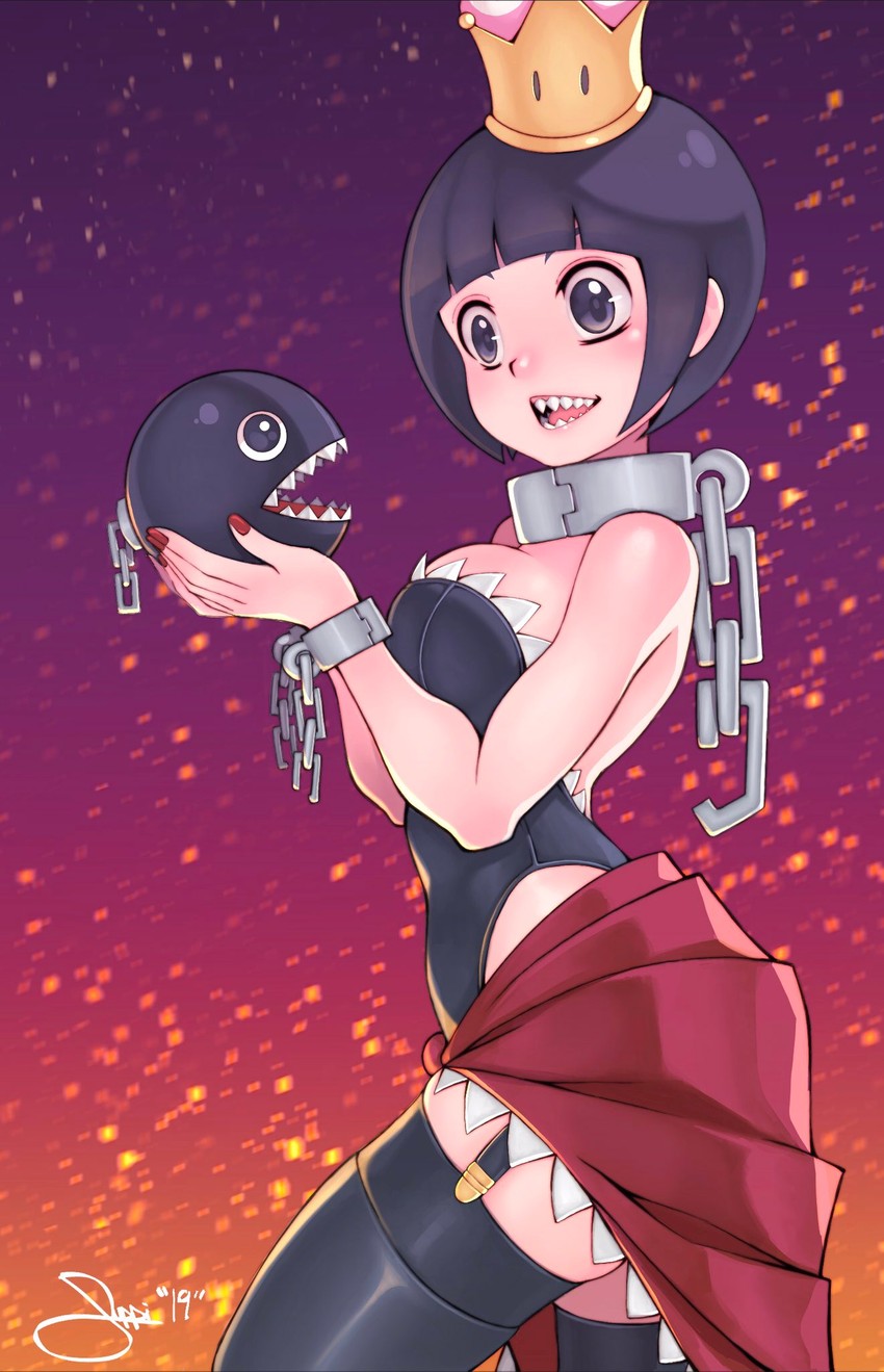 chain chomp and princess chain chomp (mario and 1 more) drawn by its_just_suppi