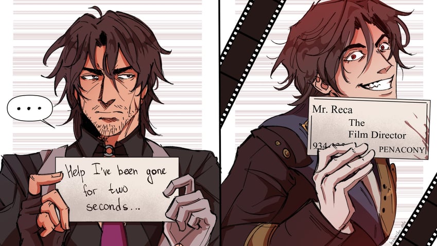 gallagher and mr. reca (honkai and 1 more) drawn by hoymiko_etc