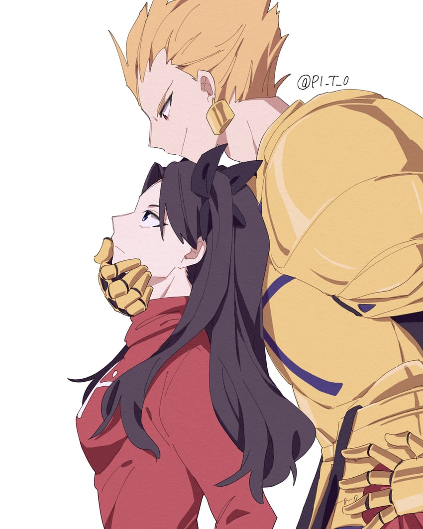 tohsaka rin and gilgamesh (fate and 1 more) drawn by hinata_(eine_blume)