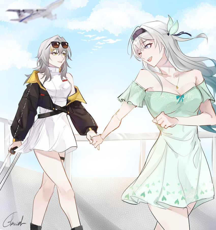trailblazer, firefly, and stelle (honkai and 1 more) drawn by glaciel