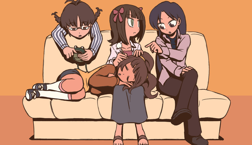 kisaragi chihaya, amami haruka, takatsuki yayoi, and akizuki ritsuko (idolmaster and 1 more) drawn by riyo_(lyomsnpmp)