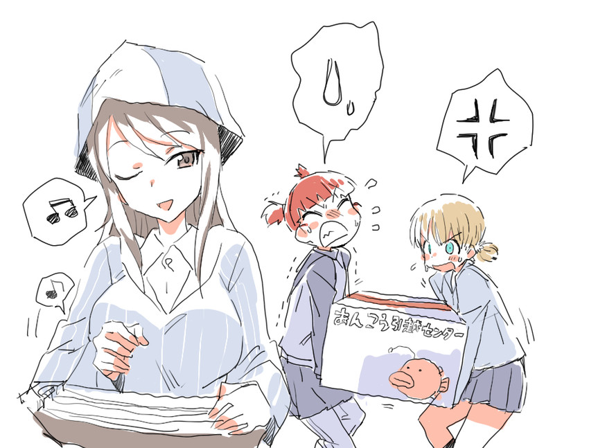 mika, aki, and mikko (girls und panzer) drawn by hibimegane