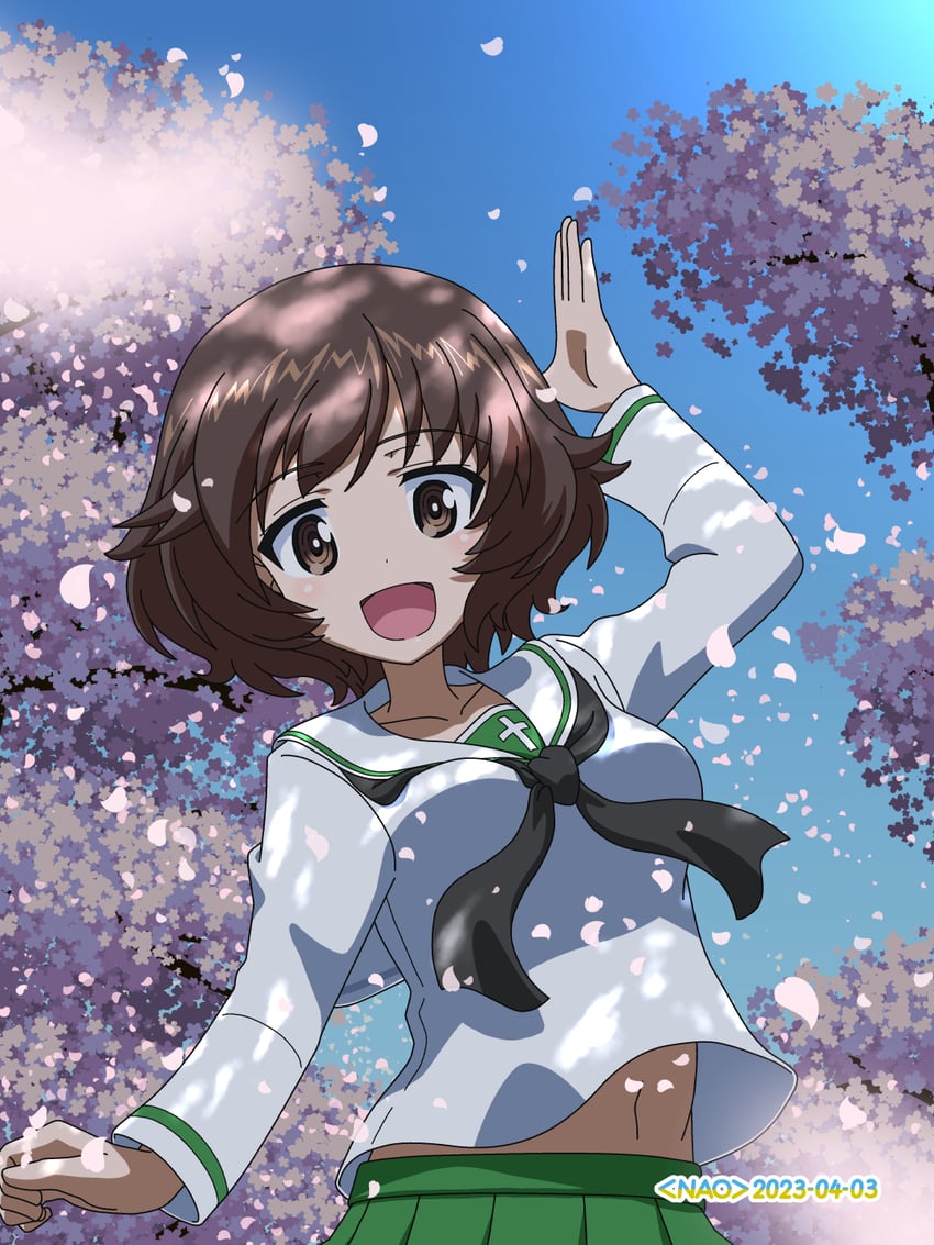 akiyama yukari (girls und panzer) drawn by naotosi