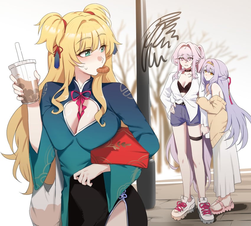 thelema nutriscu, songque, and serapeum (honkai and 1 more) drawn by kame_(addlechicken)