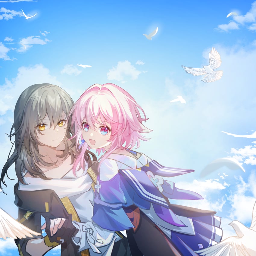 trailblazer, stelle, and march 7th (honkai and 1 more) drawn by zhuyin176