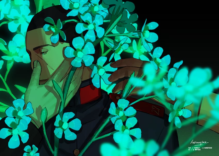 tsukishima hajime, koito otonoshin, and tsurumi tokushirou (golden kamuy) drawn by naruysae