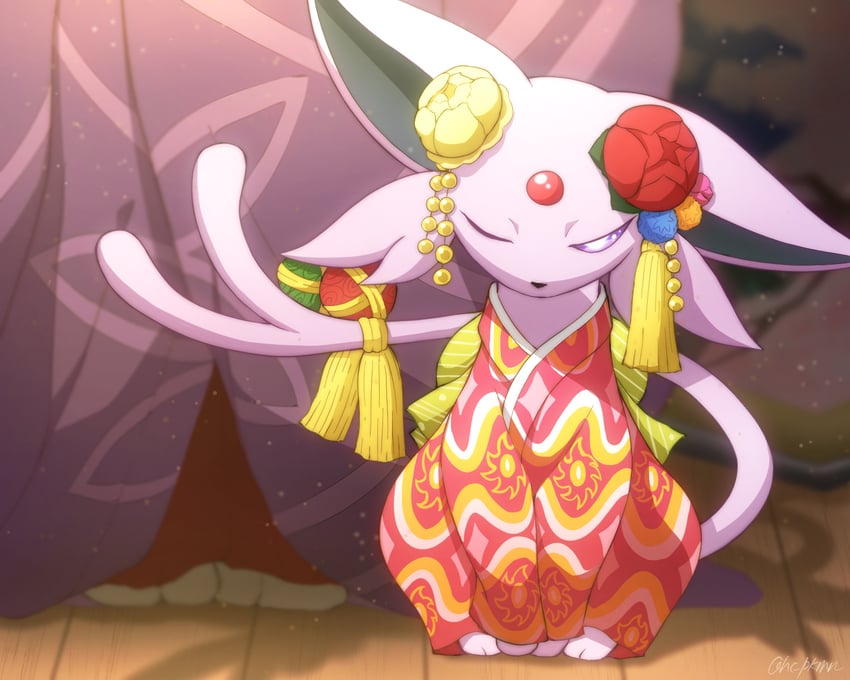 espeon (pokemon and 1 more) drawn by monaka_(hc_pkmn)