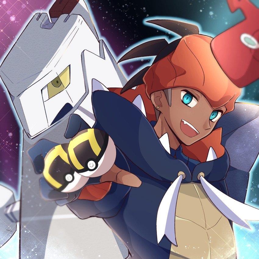 rotom, raihan, rotom phone, and duraludon (pokemon and 1 more) drawn by haru_(haruxxe)