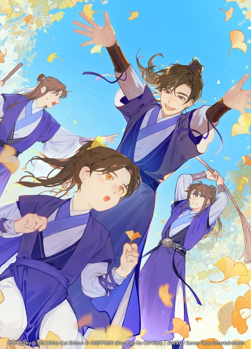 chu wanning, mo ran, xue meng, shi mei, and xia sini (erha he tadebai mao shizun) drawn by suto_(sakumaaritsu)
