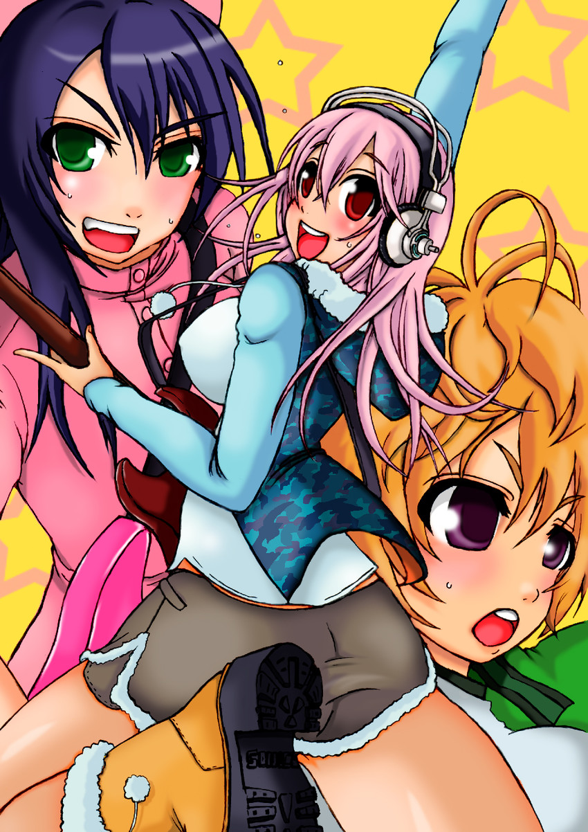super sonico, watanuki fuuri, and fujimi suzu (nitroplus) drawn by ruzeneko