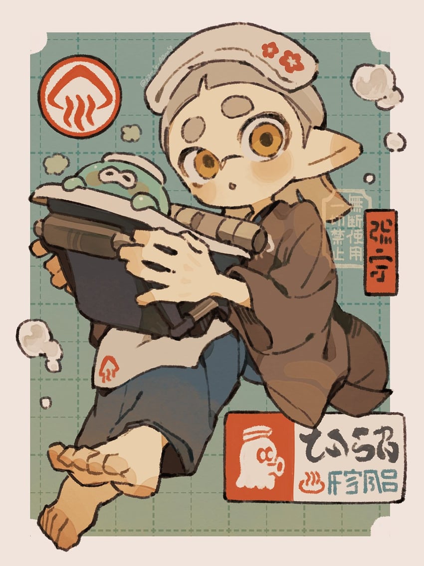 inkling player character, inkling girl, and jellyfish (splatoon) drawn by p0m4_p0m4