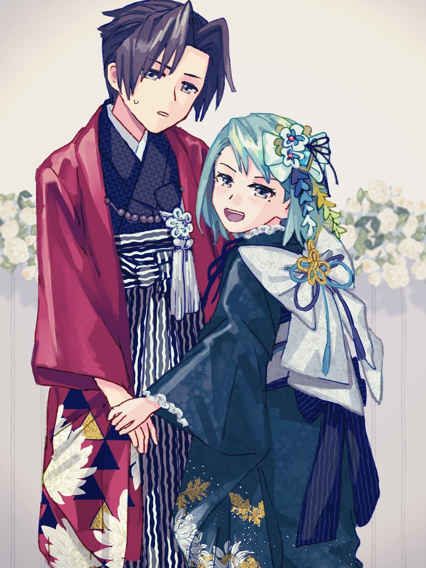 miles edgeworth and franziska von karma (ace attorney) drawn by oshaberi_usagi