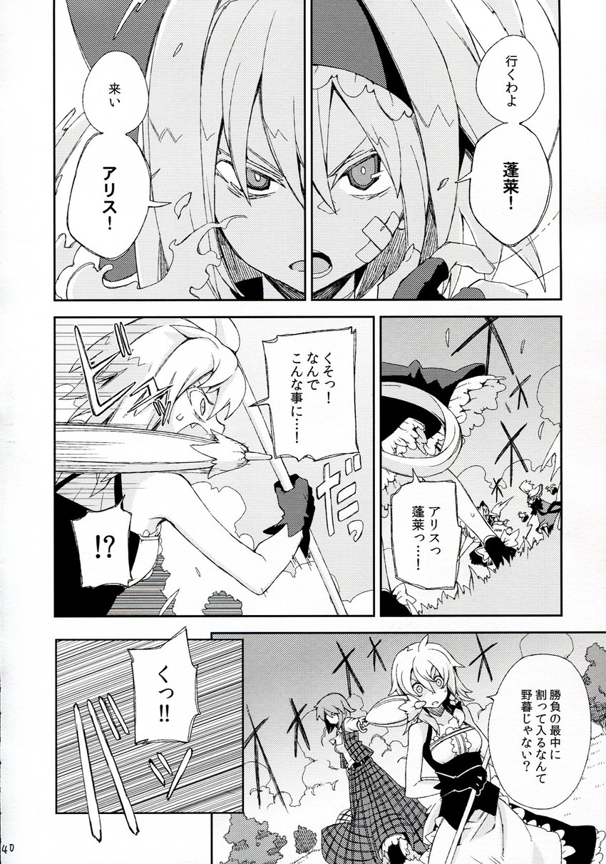 kirisame marisa, alice margatroid, kazami yuuka, and hourai doll (touhou) drawn by morino_hon