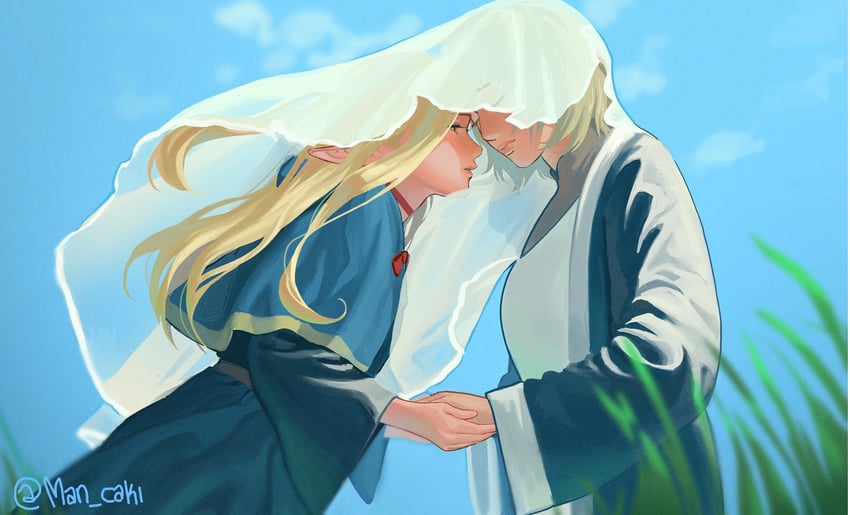 marcille donato and falin touden (dungeon meshi) drawn by man_caki