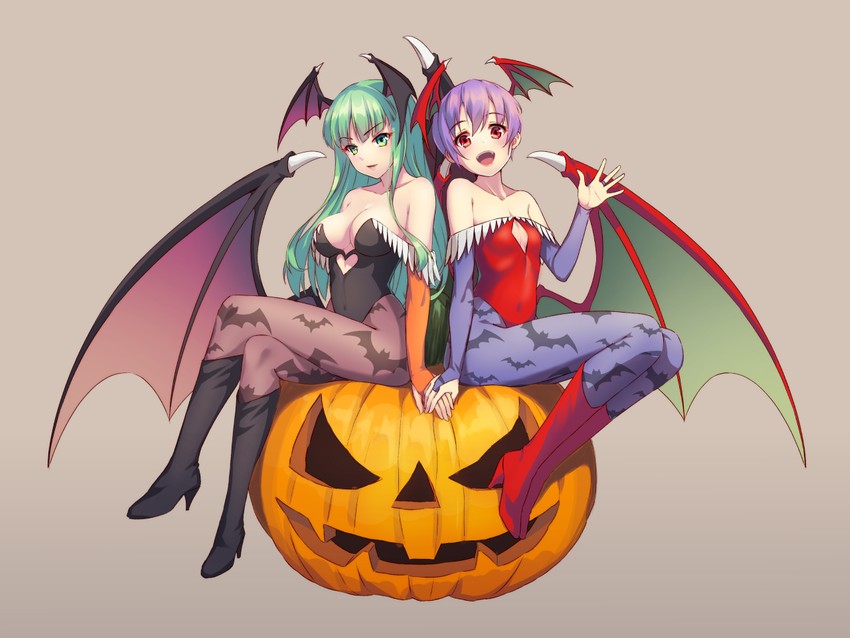 morrigan aensland and lilith (darkstalkers) drawn by nyan_c