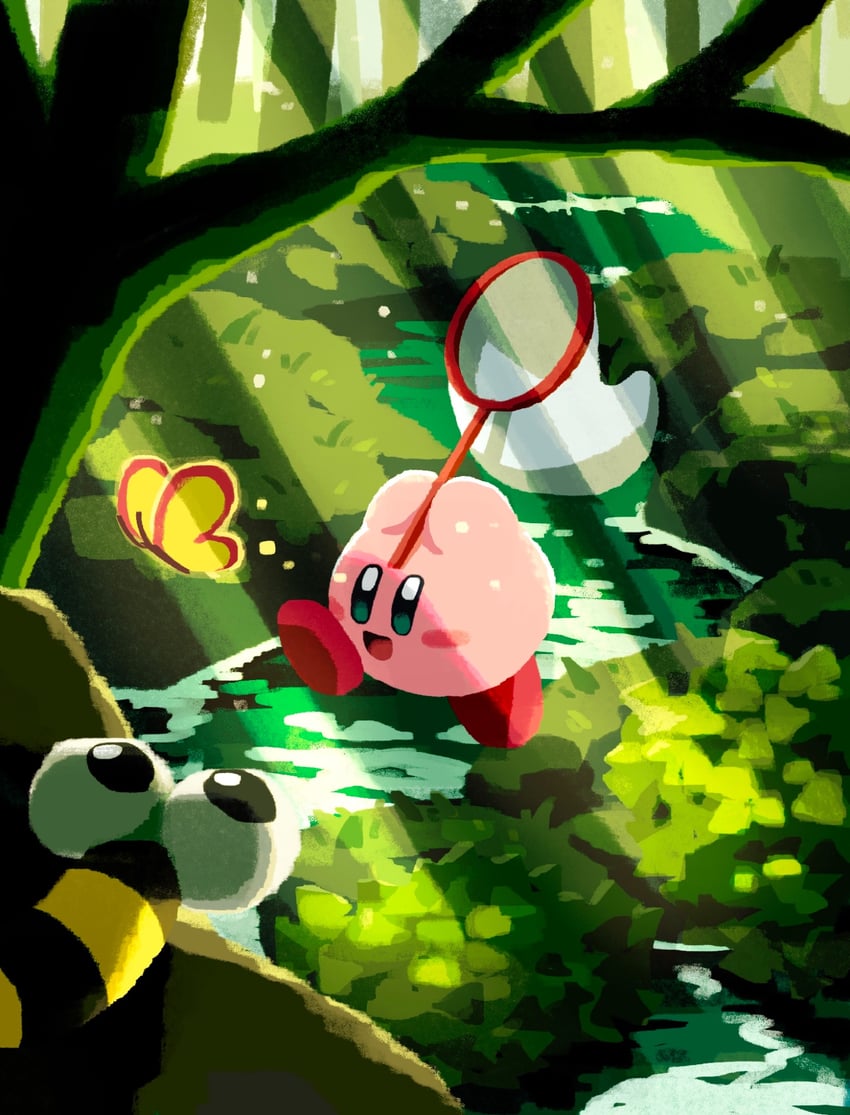 kirby, morpho knight, and capiller (kirby) drawn by aruco_co