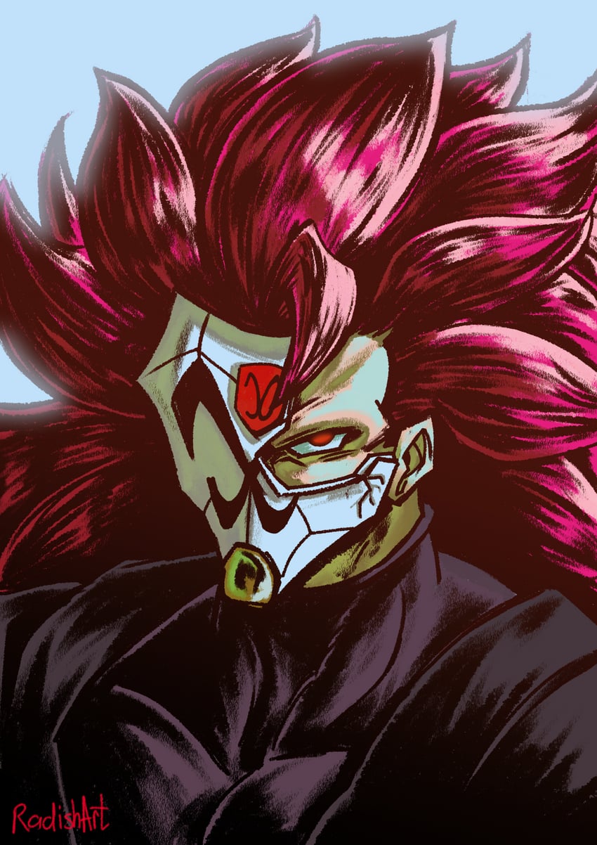goku black and crimson-masked saiyan (dragon ball and 1 more) drawn by radishart