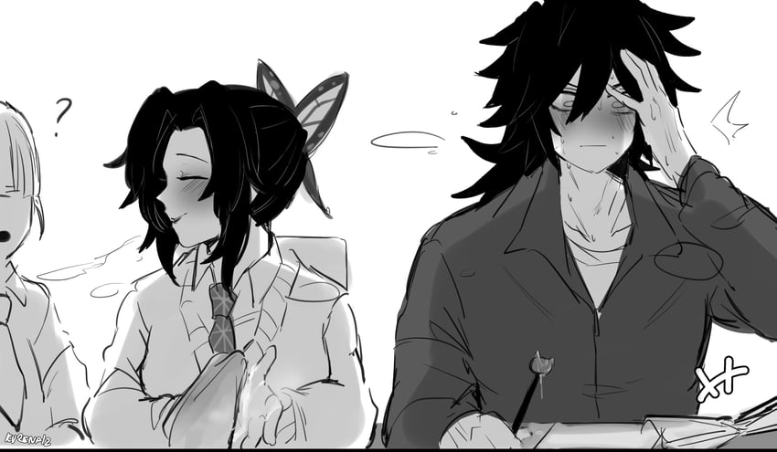 kochou shinobu and tomioka giyuu (kimetsu no yaiba and 1 more) drawn by kurenaiz_(kuayrenaiz)