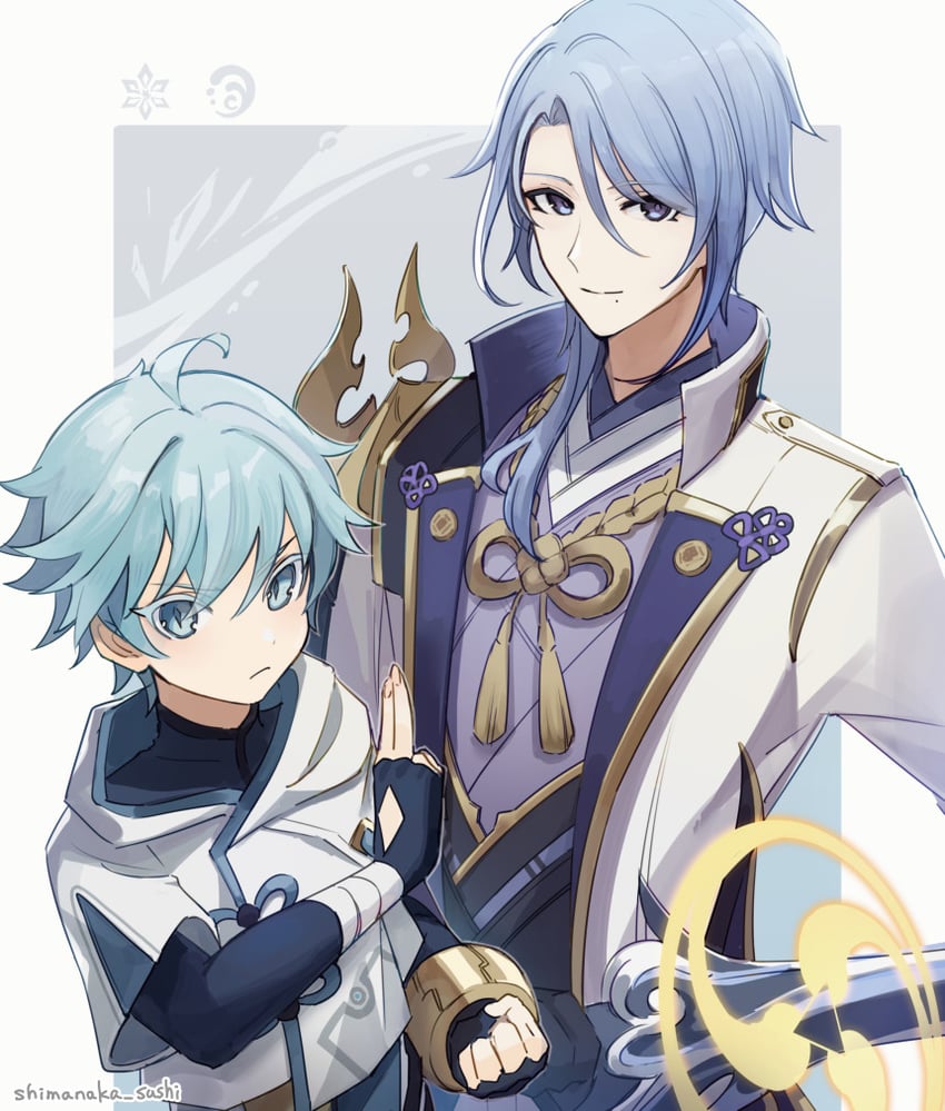 kamisato ayato and chongyun (genshin impact) drawn by shimanaka_(shimanaka_sushi)