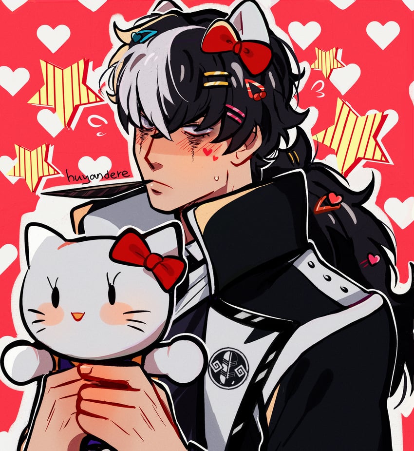 hello kitty and simon blackquill (ace attorney and 2 more) drawn by huyandere