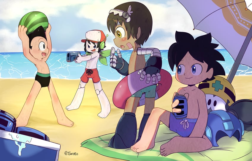 mega man, reg, quote, atom, and met (made in abyss and 3 more) drawn by tonnyklo
