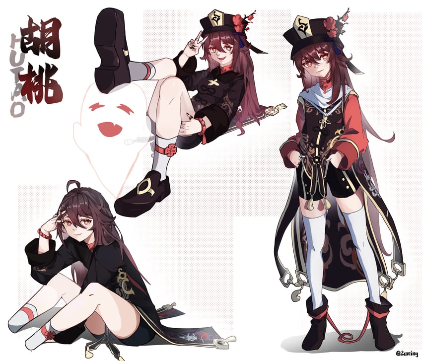 hu tao and boo tao (genshin impact) drawn by so_ming