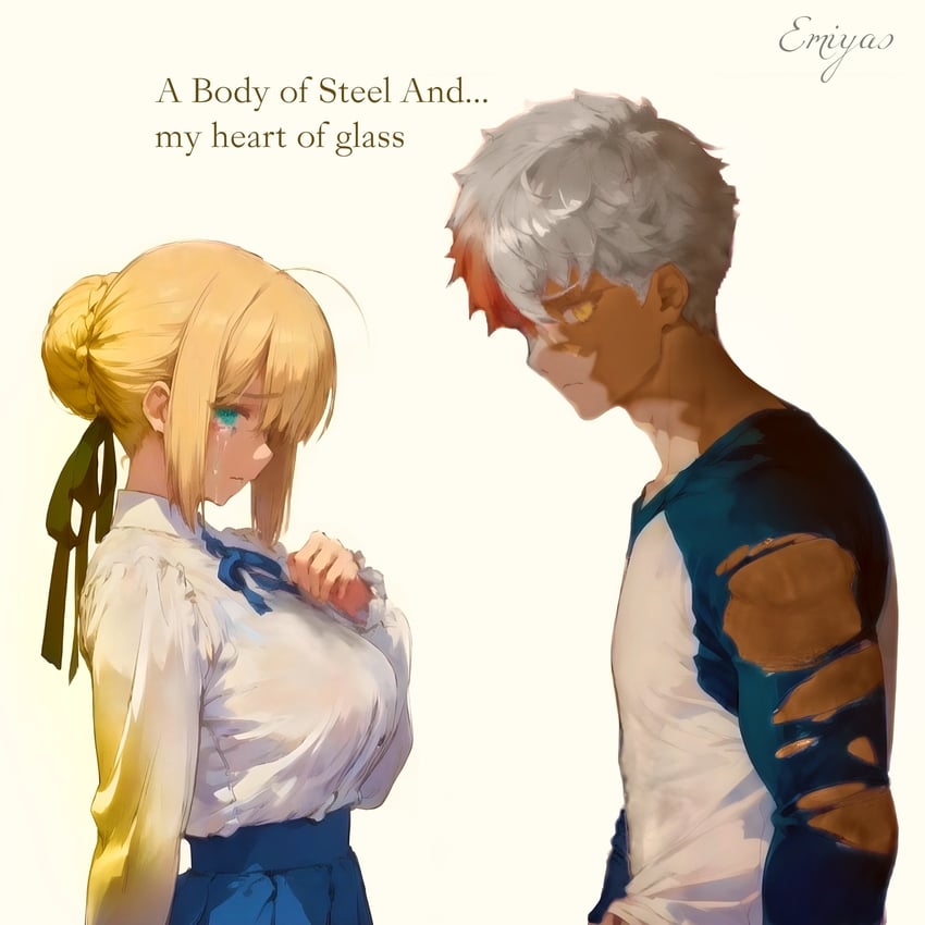 artoria pendragon, saber, and emiya shirou (fate and 2 more) drawn by em_iy_as