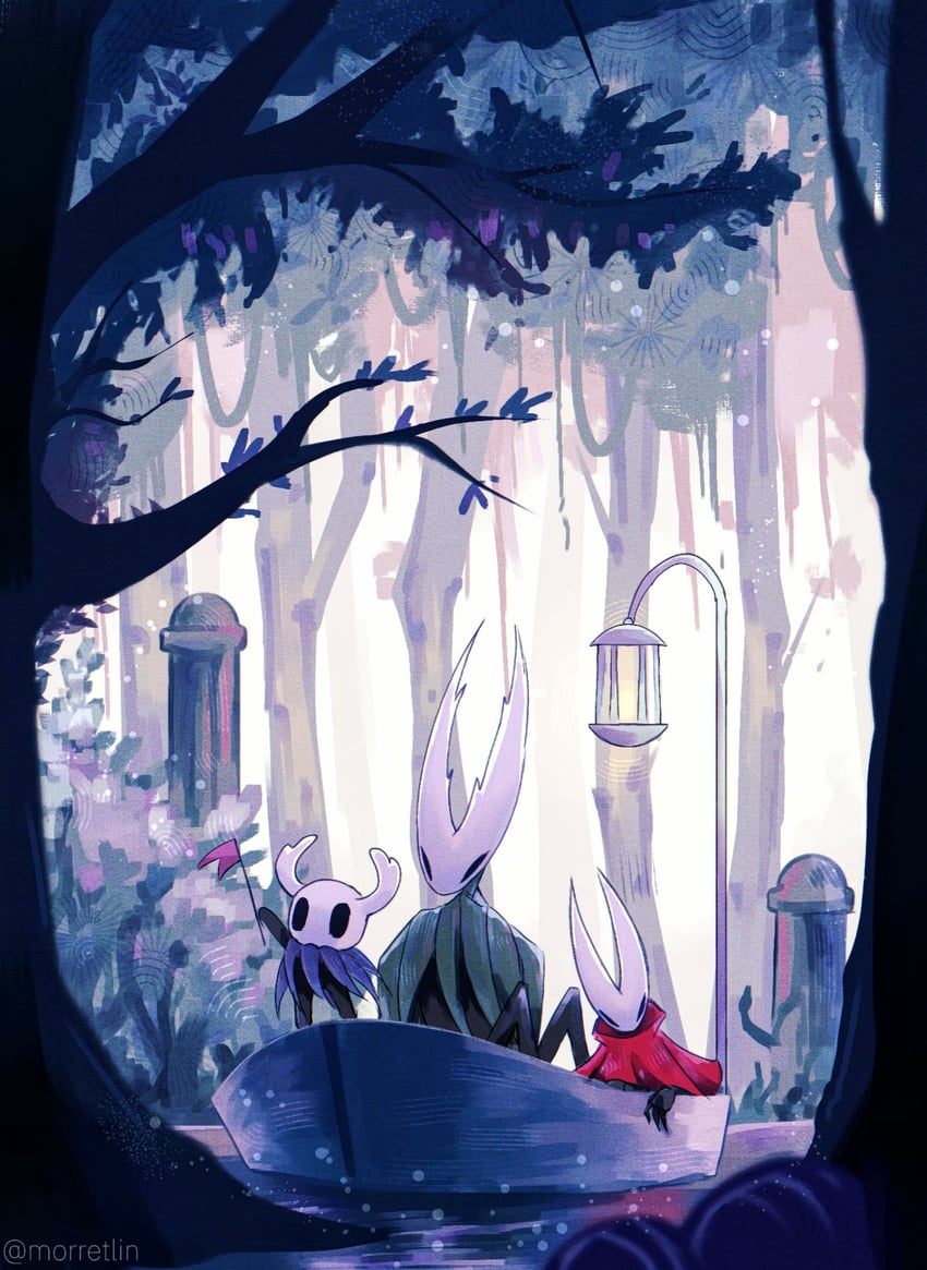 knight, hornet, and hollow knight (hollow knight) drawn by morretlin