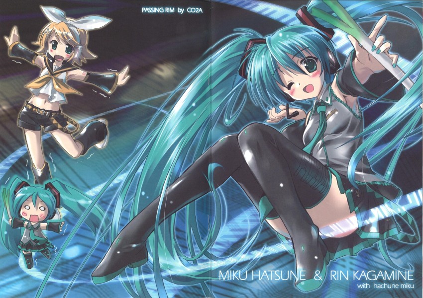 hatsune miku and kagamine rin (vocaloid) drawn by komatsu_eiji