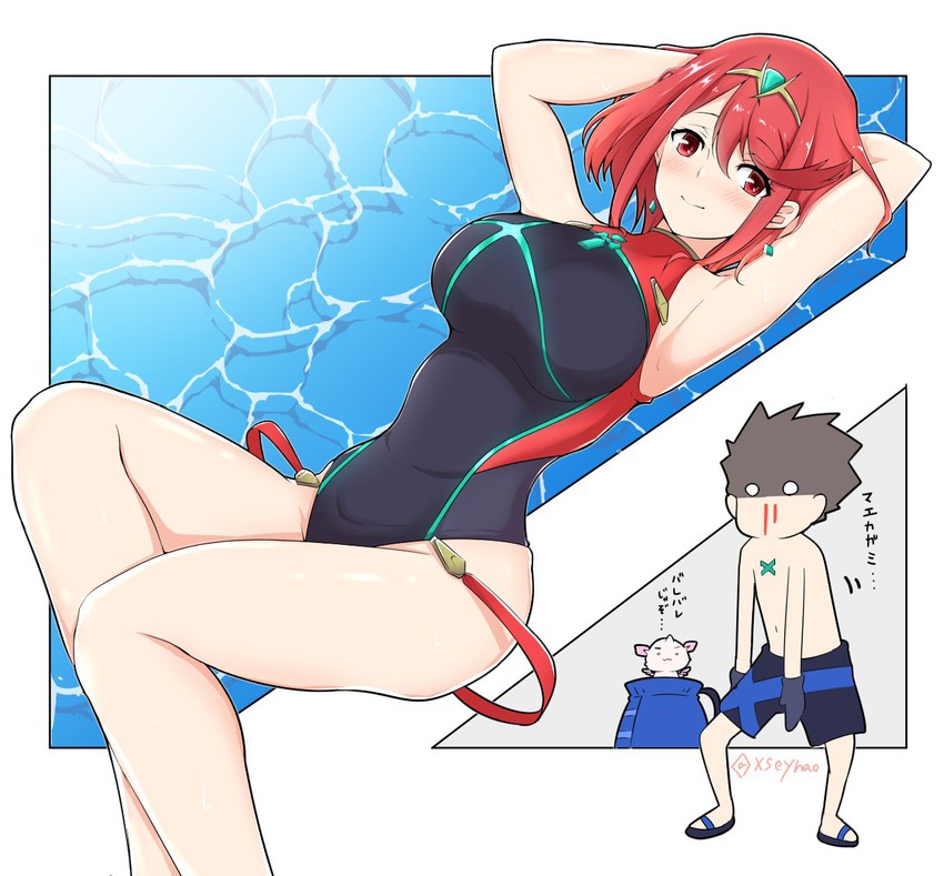 rex and pyra (xenoblade chronicles and 1 more) drawn by mochimochi_(xseynao)