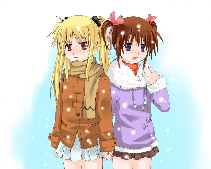 fate testarossa and takamachi nanoha (lyrical nanoha and 1 more) drawn by iceky