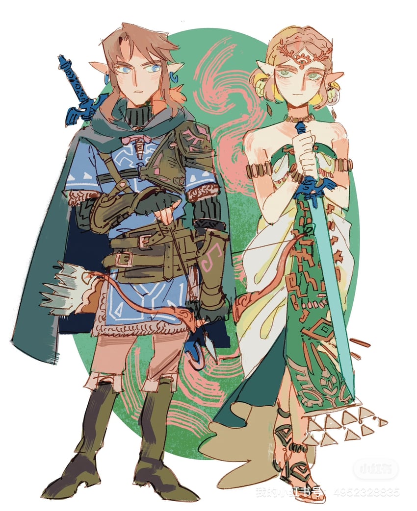 link and princess zelda (the legend of zelda and 1 more) drawn by bonnieincitiy