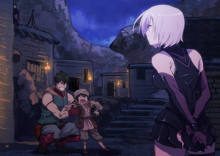 mash kyrielight, hassan of the cursed arm, and arash (fate and 3 more) drawn by tetsu_(teppei)