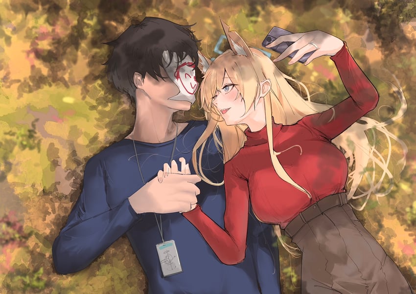 sensei, doodle sensei, and kanna (blue archive) drawn by diksiuw