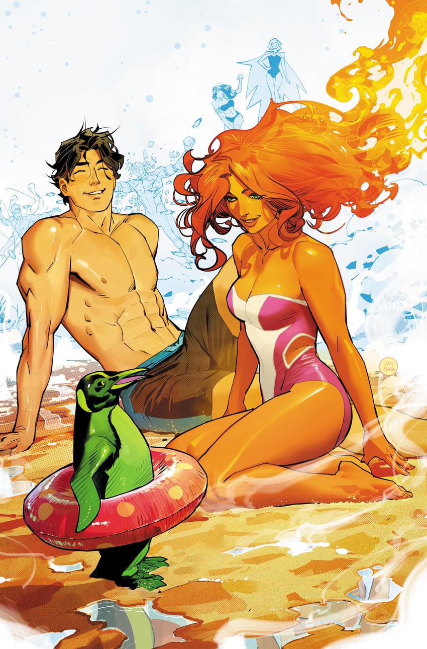 starfire, nightwing, beast boy, and cyborg (dc comics and 1 more) drawn by dan_mora