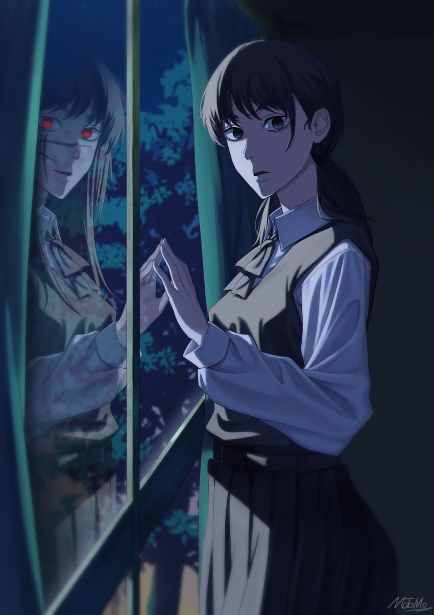 yoru and mitaka asa (chainsaw man) drawn by matomo