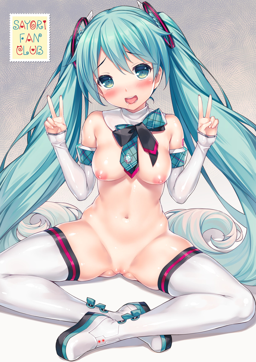 hatsune miku and magical mirai miku (vocaloid and 1 more) drawn by sayori_(neko_works)