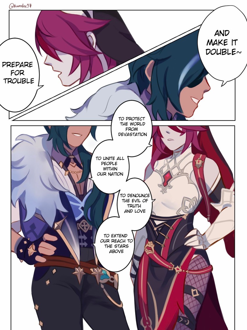 kaeya and rosaria (pokemon and 1 more) drawn by kuro_lee
