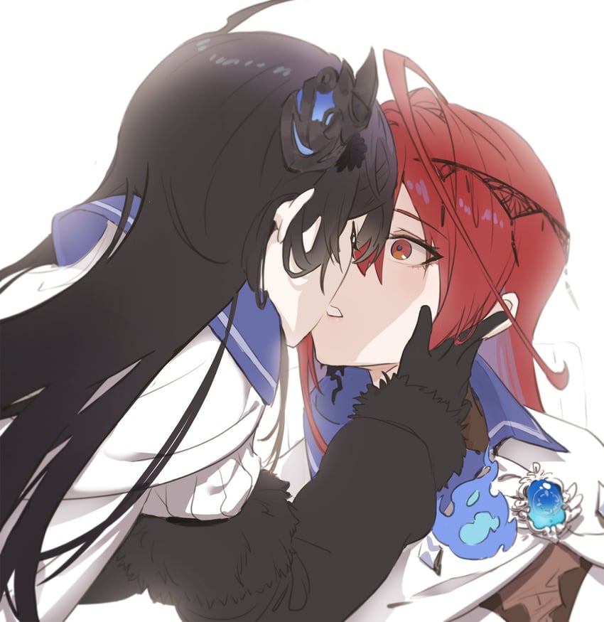 nerissa ravencroft and elizabeth rose bloodflame (hololive and 2 more) drawn by otashishi