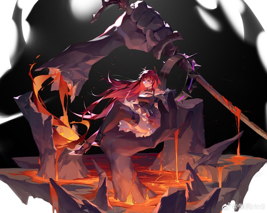 surtr and surtr's golem (arknights) drawn by rin9