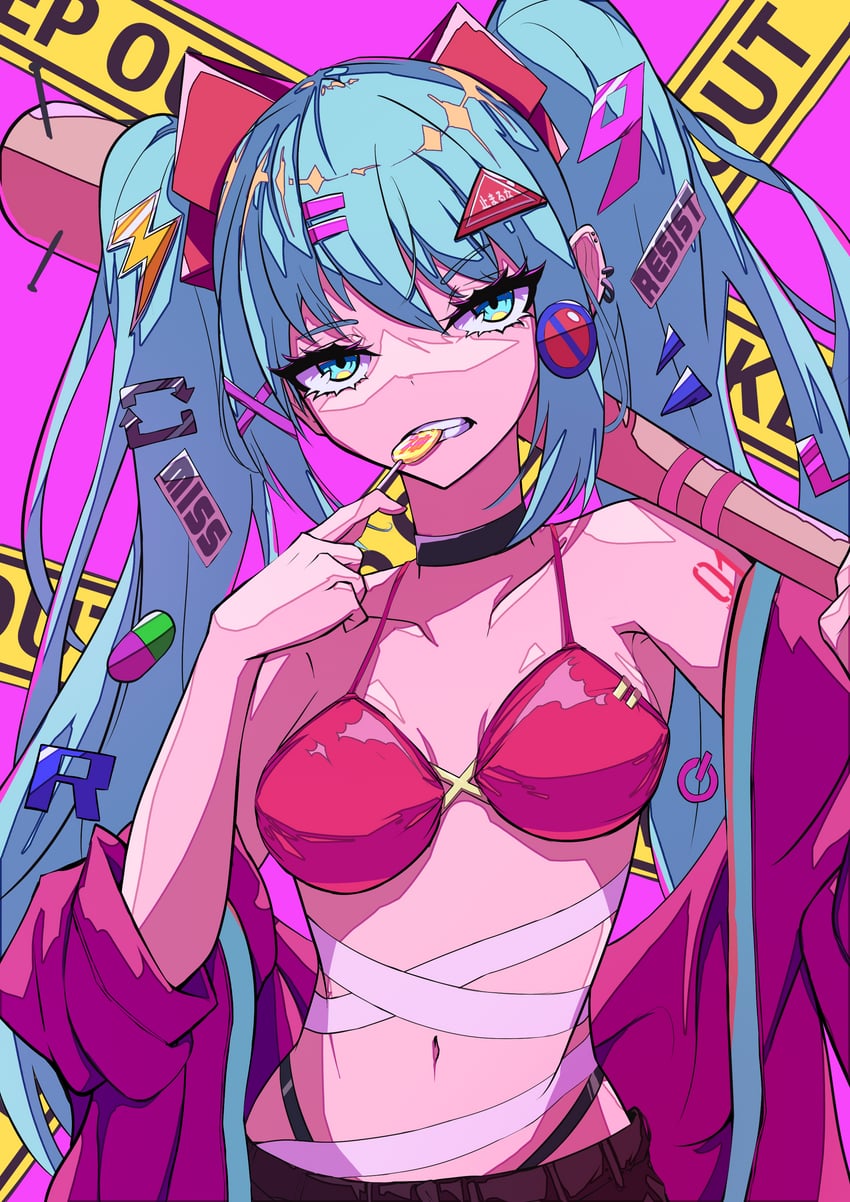 hatsune miku (vocaloid) drawn by karan_koron100